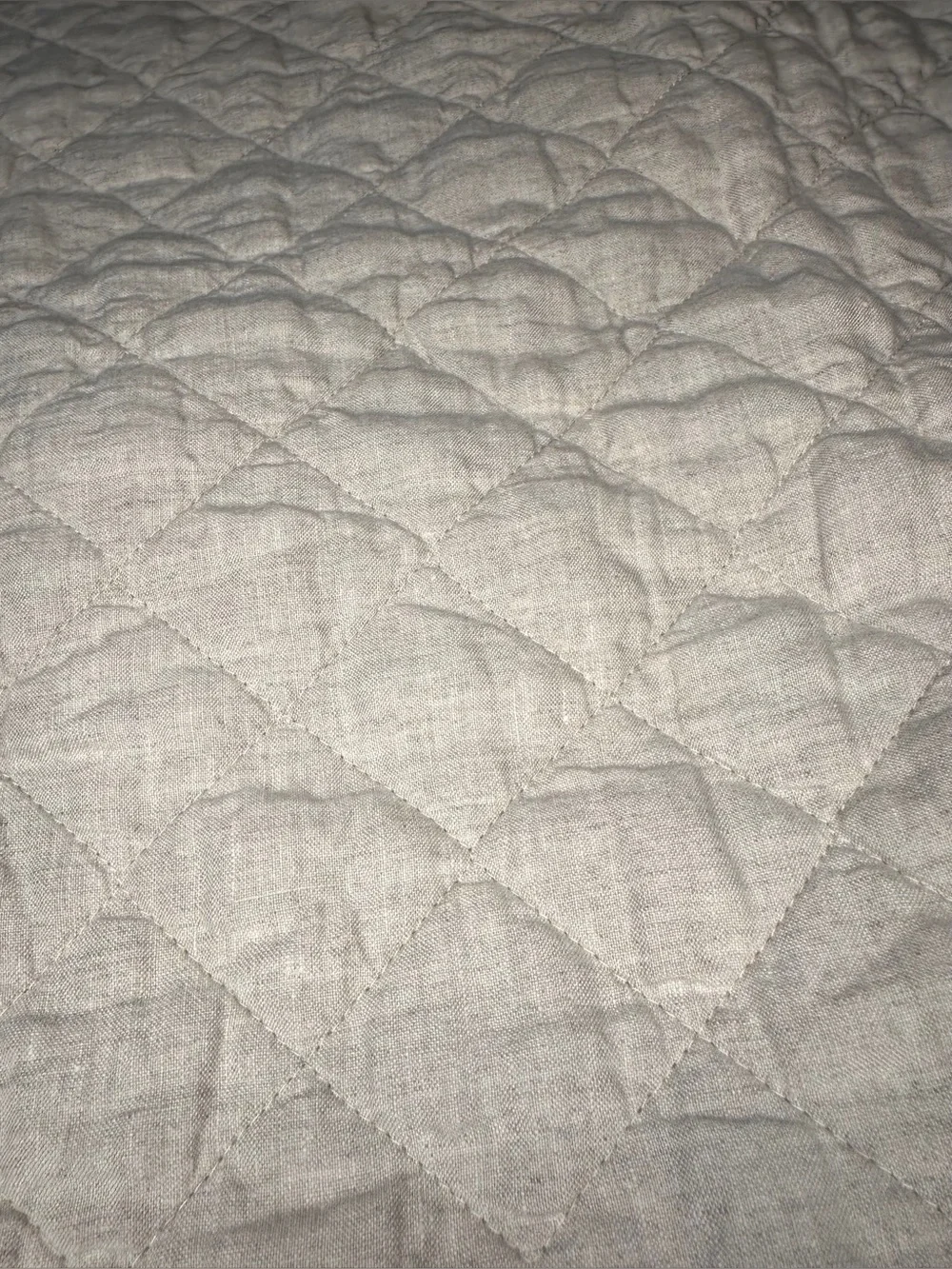 Pottery Barn Belgian Flax Linen Diamond Twin Quilt W/One Sham Excellent